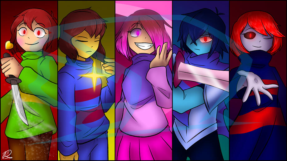 Chara, Frisk, Betty, Kris, Player.